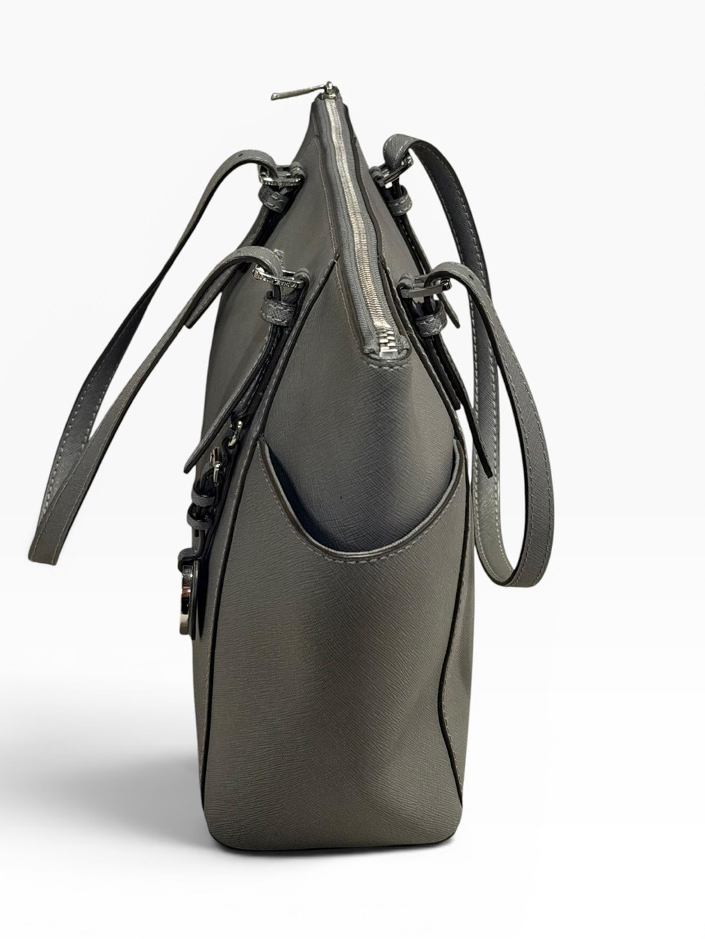 Michael Kors Saffiano Leather Jet Set Tote Bag Gray - Picture 5 of 10